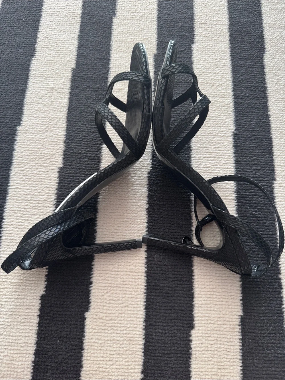 Jimmy Choo Leo 100 Black Candy Strappy Stiletto Sandals